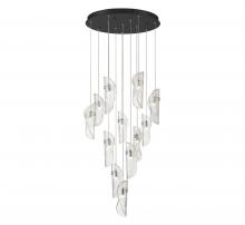  10164-017-02 - Sorrento, 12 Light Round LED Chandelier, Clear, Black Canopy