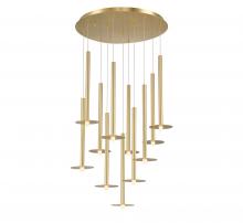  12104-07 - Piatto, 11 Light Round LED Chandelier, Plated Brushed Gold