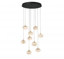  12121-02 - Calcolo, 9 Light Round LED Chandelier, Matte Black