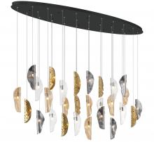  12221-024-02 - Sorrento, 28 Light Oval LED Chandelier, Mixed With Copper Leaf, Black Canopy