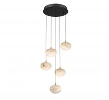  12262-02 - Calcolo, 5 Light Round LED Chandelier, Matte Black