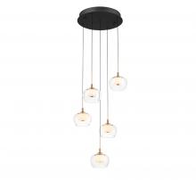  12266-02 - Manarola, 5 Light Round LED Chandelier, Matte Black