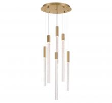  12271-037 - Gravina , 6 Light LED Chandelier, Brushed Brass, Clear Crystal