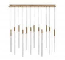  12275-037 - Gravina ,12 Light Rectangular LED Chandelier, Brushed Brass, Clear Crystal