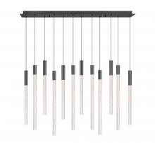  12275-048 - Gravina , 12 Light Rectangular LED Chandelier, Brushed Gun Metal, Clear Crystal