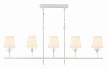  537-MT - Broche 5 Light Matte White Linear Chandelier