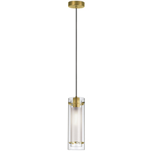  22152-CF-AGB - 1 Light Incandescent Pendant, Aged Brass with Clear / Frosted Glass