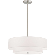  571-224P-SC-WH - 4 Light Incandescent 2 Tier Pendant, Satin Chrome with White Shade