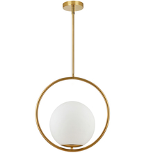  ADR-161P-AGB - 1 Light Incandescent Pendant, Aged Brass with White Opal Glass