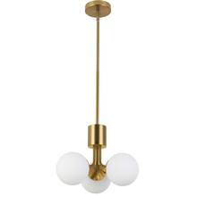  AMA-153P-AGB - 3 Light Halogen Pendant Aged Brass with White Opal Glass