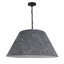  BRY-L-BK-500 - 1 Light Large Brynn Black Pendant w/ Grey Felt