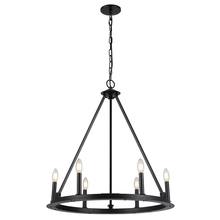  CLB-266C-MB - 6 Light Incandescent Chandelier, Matte Black