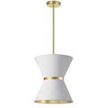  CTN-121P-AGB-692 - 1 Light Incandescent Pendant, Aged Brass with Gold Ring White / Gold Shade