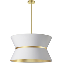  CTN-244C-AGB-692 - 4 Light Incandescent Chandelier, Aged Brass with Gold Ring White / Gold Shade