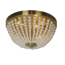  DAW-143FH-AGB-WH - 3 Light Incandescent Flush Mount Aged Brass Finish with Pearls