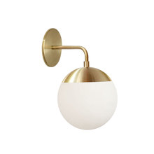  DAY-141W-AGB - 1 Light Halogen Aged Brass Wall Sconce w/ White Glass