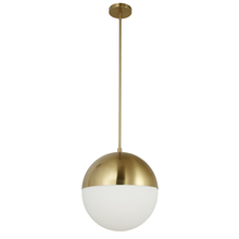  DAY-143P-AGB - 3 Light Halogen Pendant, Aged Brass w/ White Opal Glass