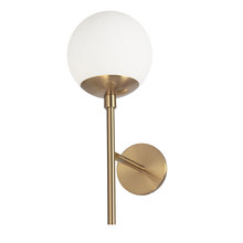  DAY-161W-AGB - 1 Light Halogen Aged Brass Wall Sconce w/ White Glass