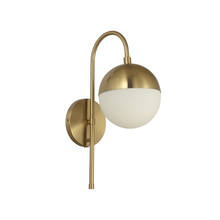  DAY-71W-AGB - 1 Light Halogen Sconce Aged Brass w/ White Opal Glass Hardwire + Plug-In