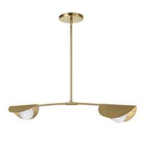  EMM-342HP-AGB - 2 Light Halogen Horizontal Pendant Aged Brass with White Glass