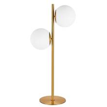  FOL-222T-AGB - 2 Light Incandescent Table Lamp, Aged Brass w/ White Glass