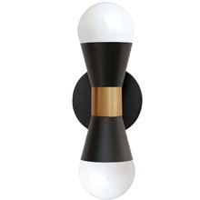  FOR-72W-MB-AGB - 2 Light Incandescent Wall Sconce, Matte Black & Aged Brass