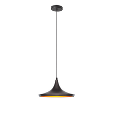  HKI-141P-BK - 1 Light Pendant, Matte Black / Gold