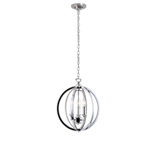  KAR-143C-PC - 3 Light Chandelier With Crystal Studded Banding, Polished Chrome Finish