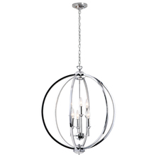  KAR-246C-PC - 6 Light Chandelier With Crystal Studded Banding, Polished Chrome Finish