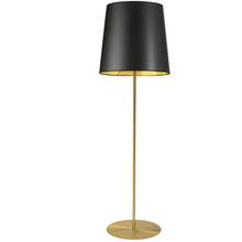  MM681F-AGB-698 - 1 Light Aged Brass Floor Lamp w/ Black/Gold Drum Shade