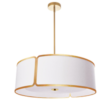  NDR-243P-GLD-WH - 4 Light Gold Notched Drum Pendant, White Shade and Diffuser