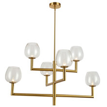  NOR-326C-AGB-CLR - 6 Light Incandescent Aged Brass Chandelier w/ Clear Glass