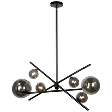  PAM-276HP-MB - 6 Light Halogen Horizontal Pendant, Matte Black with Smoked Glass