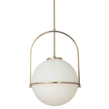  PAO-161P-AGB - 1 Light Incandescent Pendant, Aged Brass with White Opal Glass