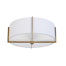  PST-153SF-AGB-WH - 3 Light Incandescent Semi-Flush Mount, Aged Brass with White Shade