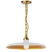  QTN-181P-MW-AGB - 1 Light Incandescent Pendant Aged Brass with Matte White & Gold Shade