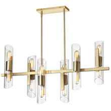  SAM-4012HC-AGB - 12 Light Horizontal Aged Brass Chandelier w/ Clear Fluted Glass