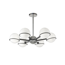  SOF-286C-MB-PC - 6 Light Halogen Chandelier, Matte Black / Polished Chrome with White Opal Glass