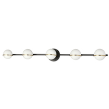  SOF-415W-MB-AGB - 5 Light Halogen Vanity, Matte Black / Aged Brass with White Opal Glass