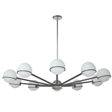  SOF-5010C-MB-PC - 10 Light Halogen Chandelier, Matte Black / Polished Chrome with White Opal Glass