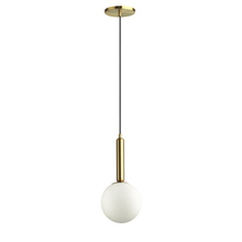  TAR-61P-AGB-WH - 1 Light Incandescent Pendant, Aged Brass with White Glass