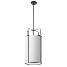  TRA-124P-BK-WH - 4 Light Pendant Black/White Drum Shade w/ White Fabric Diffuser