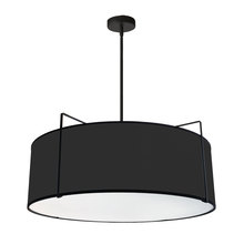  TRA-244P-BK - 4 Light Drum Pendant Black Shade w/ White Fabric Diffuser