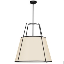  TRA-3P-BK-CRM - 3 Light Trapezoid Pendant Black/Cream Drum Shade w/ White Fabric Diffuser