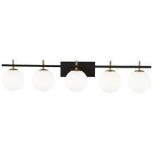  VAD-415W-MB-AGB - 5 Light Halogen Vanity, Matte Black and Aged Brass