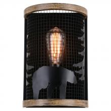  W0408 - Kodiak 8-in. Wall Light Black and Burnished Teak