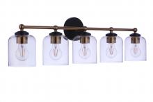  18733FBSB5 - Coppa 5 Light Vanity in Flat Black/Satin Brass