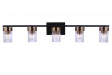  11835FBSB5 - Bond Street 5 Light Vanity in Flat Black/Satin Brass