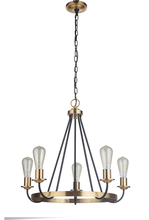  50325-FBSB - Randolph 5 Light Chandelier in Flat Black/Satin Brass