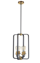  50334-FBSB - Randolph 4 Light Foyer in Flat Black/Satin Brass